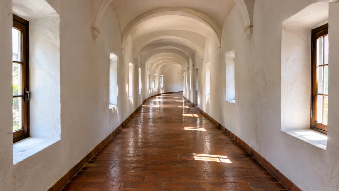 The level, restored floor of the Vasari Corridor