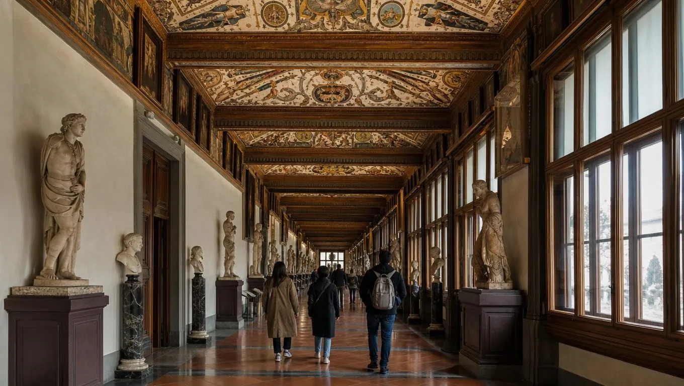 Ein Galeriegang in den Uffizien